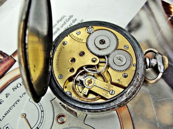 Beautiful porcelain dial iron case Longines pocket watch from the early 1900s. - Image 13
