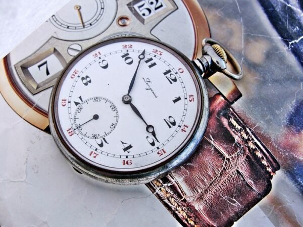 Beautiful porcelain dial iron case Longines pocket watch from the early 1900s. - Image 21