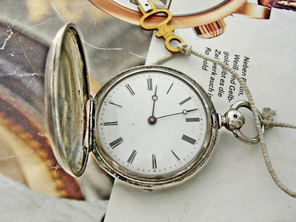 Nice double lid key silver pocket watch from the 1800s - Image 17