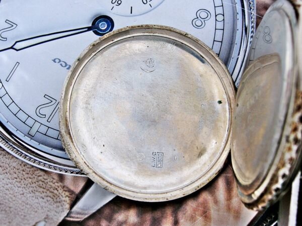 Very nice Swiss Lanco (Langendorf) silver pocket watch with leather case from th - Image 11