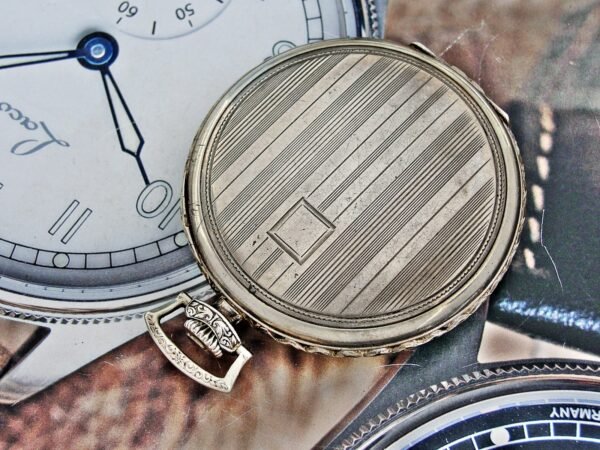 Very nice Swiss Lanco (Langendorf) silver pocket watch with leather case from th - Image 13