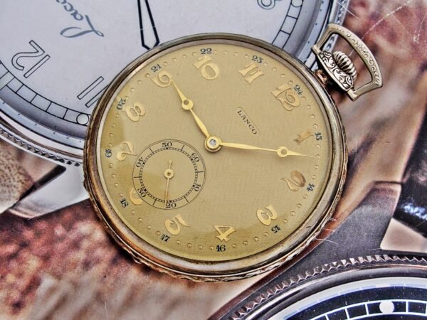 Very nice Swiss Lanco (Langendorf) silver pocket watch with leather case from th - Image 17