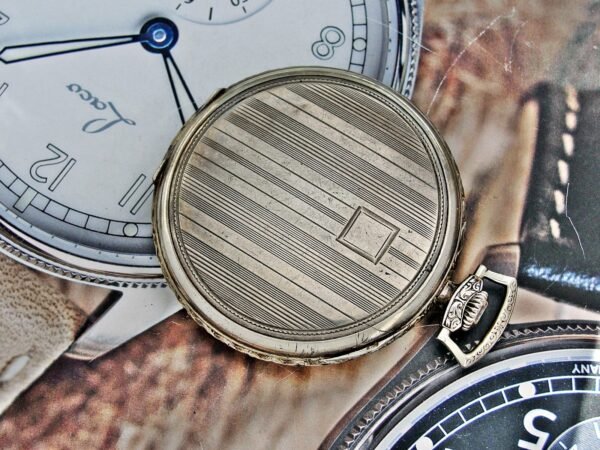 Very nice Swiss Lanco (Langendorf) silver pocket watch with leather case from th - Image 9
