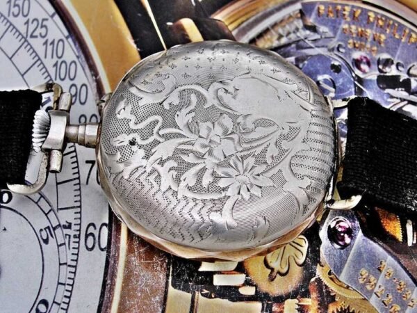 Beautiful porcelain dial, silver case, swinging pocket watch. - Image 14