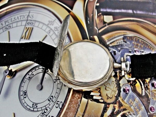 Beautiful porcelain dial, silver case, swinging pocket watch. - Image 16