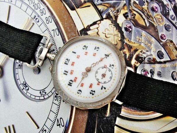 Beautiful porcelain dial, silver case, swinging pocket watch. - Image 19