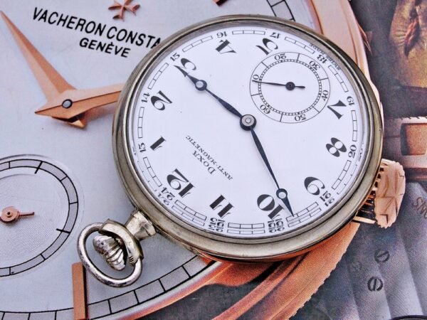 Nice Doxa pocket watch with porcelain dial from the 1920s. - Image 4