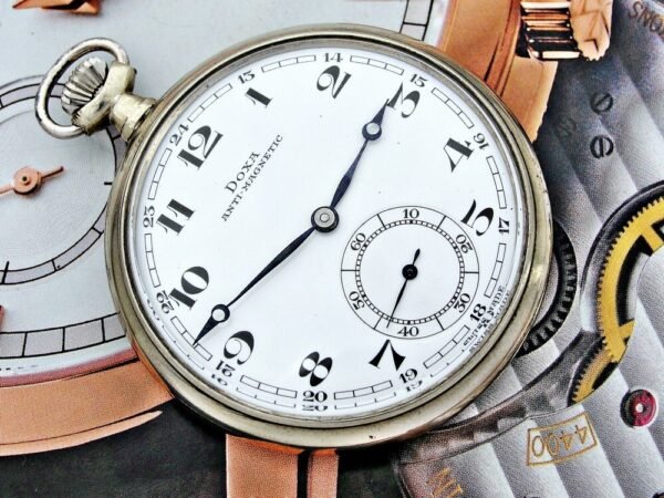 Nice Doxa pocket watch with porcelain dial from the 1920s. - Image 5
