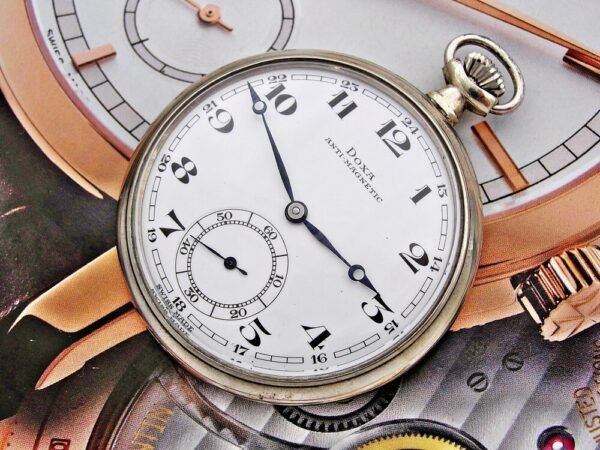 Nice Doxa pocket watch with porcelain dial from the 1920s. - Image 9