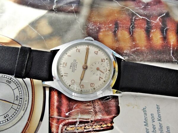 Rare Swiss Tell watch with label from the 1950s. Very nice dial, very nice case. - Image 14