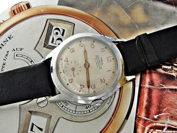 Rare Swiss Tell watch with label from the 1950s. Very nice dial, very nice case. - Image 20