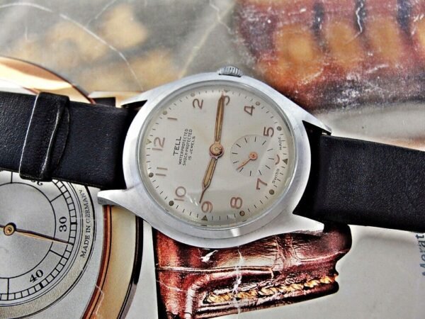 Rare Swiss Tell watch with label from the 1950s. Very nice dial, very nice case. - Image 4
