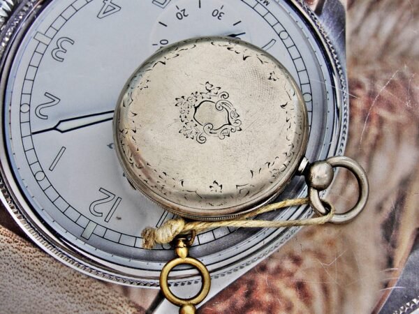 Rare porcelain dial silver key pocket watch from the 1800s - Image 8