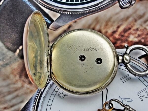 Rare silver pocket watch with key from the 1800s. - Image 11