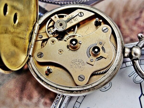 Rare silver pocket watch with key from the 1800s. - Image 15