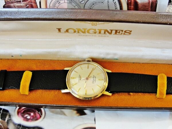 Beautiful 18k gold Longines Flagship automatic watch from the 1960s with box - Image 16