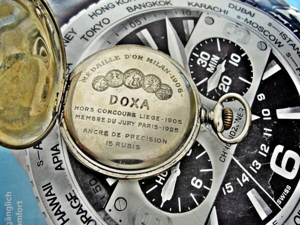 Nice Doxa pocket watch with porcelain dial from the 1920s. - Image 7