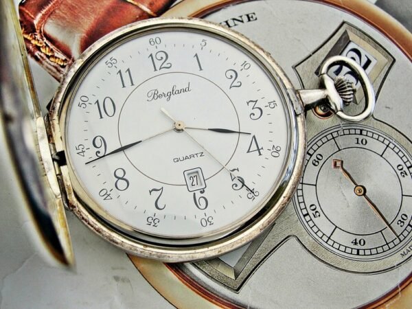 Rare silver Bergland Qwartz pocket watch from the 1980s - Image 16
