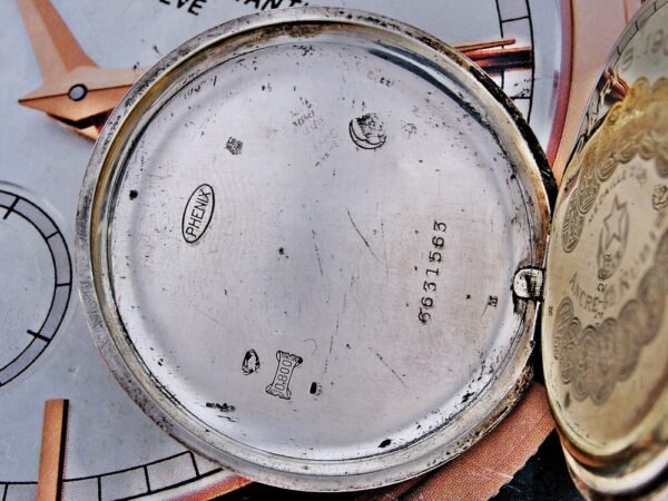 Rare silver Phenix pocket watch with porcelain dial from the 1920s - Image 11