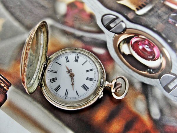 Silver nun watch with double lid porcelain dial. - Image 6