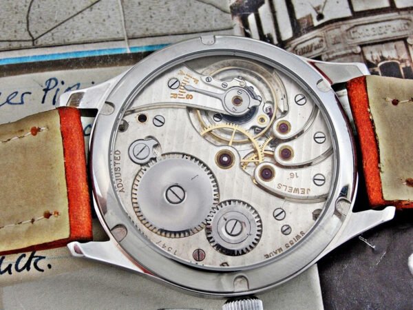 Steel case with glass back Tavannes installation from the 1940s. - Image 13