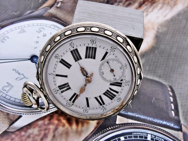 Rare large Swiss railway silver pocket watch from the late 1800s - Image 10