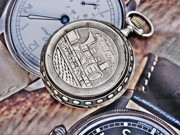 Rare large Swiss railway silver pocket watch from the late 1800s - Image 11