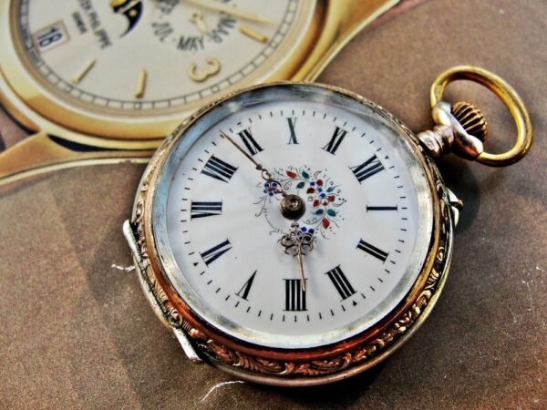 Silver porcelain nun's pocket watch with dial from the 1800s - Image 15