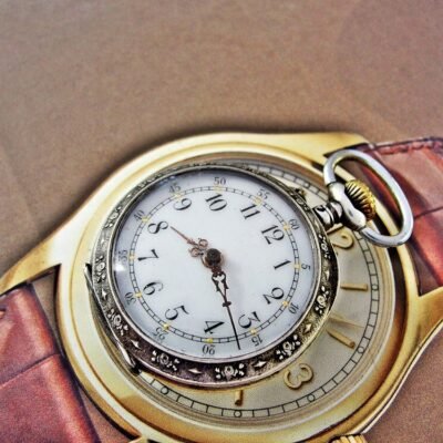 Silver porcelain nun pocket watch with dial from the 1800s.