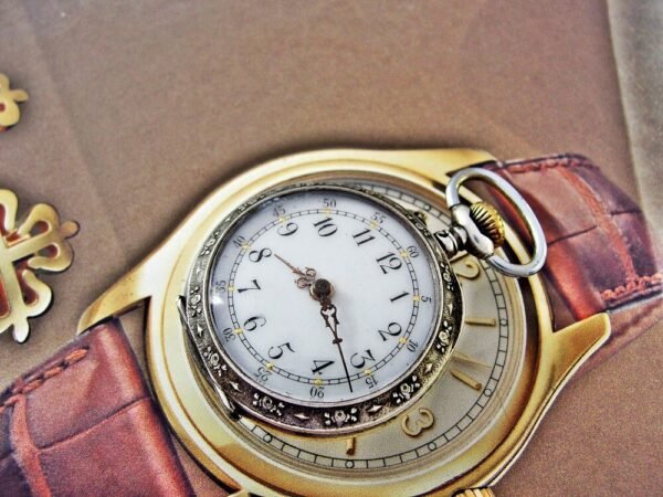 Silver porcelain nun pocket watch with dial from the 1800s.